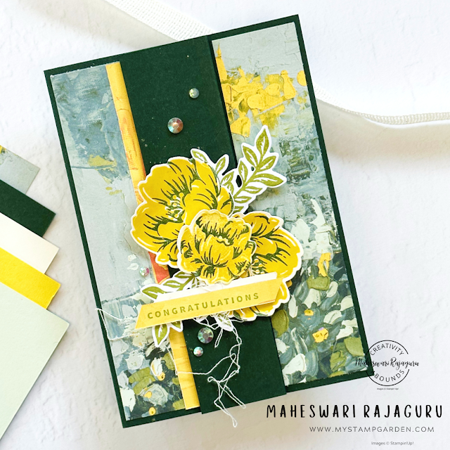 #maheswarirajaguru #stampinupaustralia #stampinup #fancyfold #mystampgarden